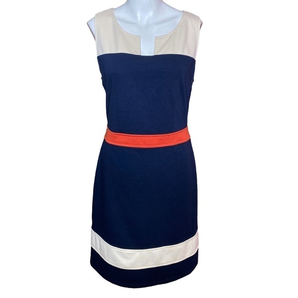 41 Hawthorn Colorblock Dress Navy Cream Orange Size M - Picture 1 of 8